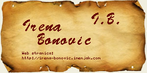 Irena Bonović vizit kartica